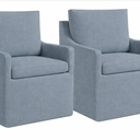 Upholstered Dining Chairs with Casters Easy Assembly Modern Accent Armchair with Rollers for Diningroom Bedroom Livingroom Reading Room,2 Boxs