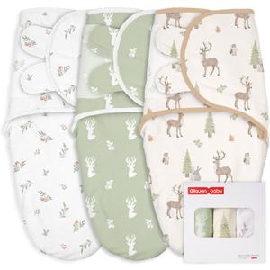GLLQUEN BABY Girl Swaddles 0-3 Months - 3 Pack Baby Swaddles Sack for Newborn, Infant Sleep Sack, Easy Swaddling Wrap, Christmas Forest Carol, Nursery Swaddle Blankets Essentials