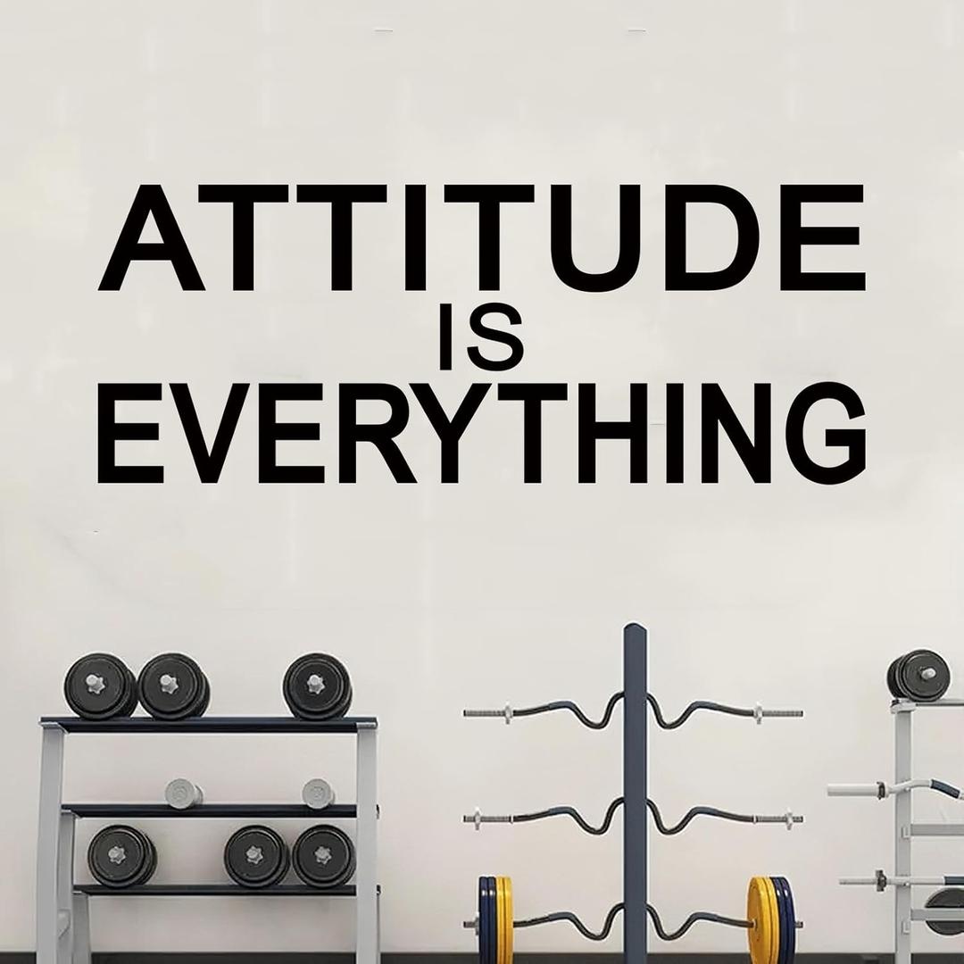2 x AnFigure Inspirational Wall Decals Gym Office Motivational Quotes Wall Stickers Sports Workout Fitness Workplace Business Art Vinyl Home Decor Attitude is Everything 23"X9"