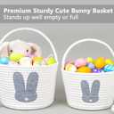 CubesLand Easter Basket for Kids Boys and Girls, Adorable Bunny Basket for Easter Egg Hunts, Soft & Safe Babys First Easter Basket, Sturdy Cotton Rope Empty Gift Basket, Festive Dcor- Grey-Large
