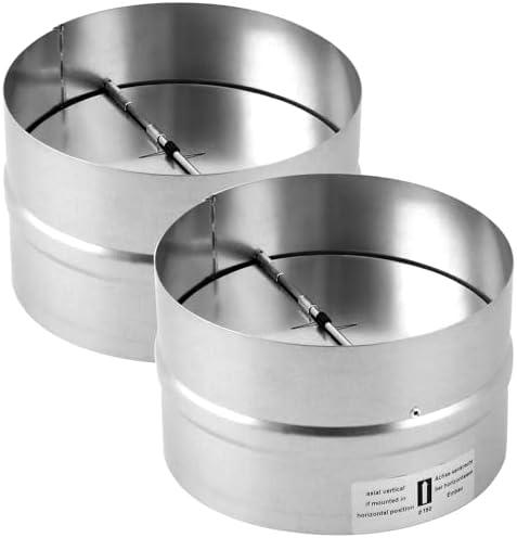 QWORK Draft Blocker 6 Inch Damper Stopper Duct Damper Backflow Preventer 2 Pack Inline Built-in Fan Vent Ventilation Vent Deflector