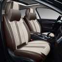 GXT Car Seat Covers Front Seats Only, Front Car Seat Covers 2 Pack, Premium Faux Leather Car Seat Cushion - Universal Fit for Most Sedans SUV Pick-up Truck with Headrests(Coffee and White)