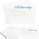 12 Set 5.5 x 4.25 Inches Camp Lined Flat Cards and Envelopes Set Camp Stationery with Envelopes for Boys and Girls Campers(Blue,Classic)