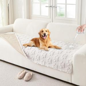 Waterproof Couch Cover for Dogs Non-Slip Pet Couch Covers for Sectional Sofa, Thick Soft Washable Sofa Covers for 3 Cushion Couch Sofa Pet Friendly (White, 35x62)