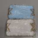 Cayway 2 PCS Vintage Decorative Tray, Vintage Resin Tray, Bow-Knot Resin Dish Plate for Towel Tray, Fruit Trays Rings Bracelets Earrings Holder, White and Blue