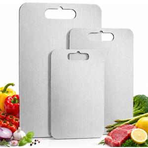 100% Pure Titanium Cutting Boards Set of 3, Double-Sided, Dishwasher Safe, 123