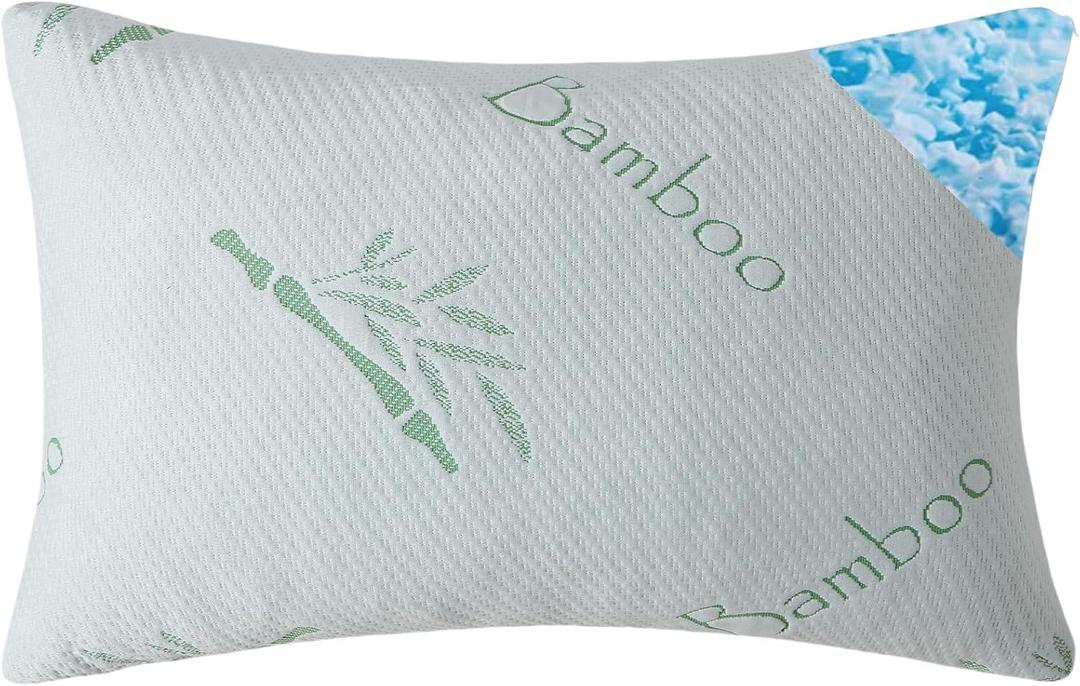 Shredded Memory Foam Pillows Set of 1, Cooling Zippered Breathable Memory Foam Bed Pillow for Sleeping 1 Pack, Queen Size Firm Pillow Gel for Neck Support, Hotel Quality Rest Pillow 20" x 30" Queen