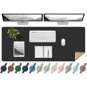 BLESWIN Large Desk Pad, 47.2'' x 23.6'', Office Desk Mat, Computer Mat for Desk, Leather Desk Pad Protector, Sewing Desk Blotter, Desktop Writing Pad for Office/Home/Decor Black