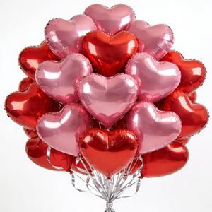 18 Inch Red & Pink Heart Balloons, 30 Pcs Heart Shaped Foil Balloons for Valentines Day, Wedding, Birthday - 15 Red, 15 Pink Balloons set- Support Helium - Party Decorations