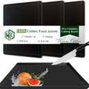 WK Flexible Plastic Cutting Boards Mats with Lip, Foldable Cutting Board for Kitchen Set of 3, Black Cutting Boards for Meat, Nonslip Cutting Mats Sheets, BPA Free, Dishwasher Safe