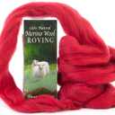 Desert Breeze Distributing 100% Natural Merino Wool Roving - Premium Combed Top Merino Roving Wool - Tapestry, Spinning, Wet Felting & Needle Felting Supplies - 21.5 Micron - 1 oz, Color Cinnabar
