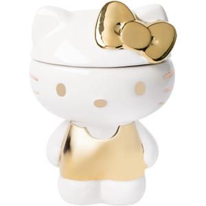 Silver Buffalo Sanrio Hello Kitty Gold Sculpted Ceramic Cookie Jar, 7 x 5.75 x 9.75