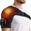 Cordless Shoulder Heating Pad with Vibration for Rotator Cuff Pain Relief, Heated Shoulder Massage Pad, Rotator Cuff Support Brace with 3 Heating Levels &3 Vibration (Black)