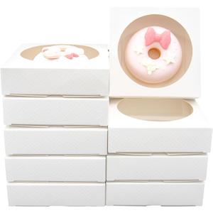 50pcs Individual Cookie Boxes with Window 4.3x4.3x1.2 Inches Small Soap Packaging Boxes Dessert Boxes Auto-Popup Gift Box Wedding Favor Boxes Small Gift Boxes for Single Cookie Pastry