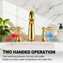 SaniteModar Polished Gold Bathroom Sink Faucet,Brass Bathroom Faucet 3 Hole,Widespread Bathroom Faucet for Sink 3 Hole,2 Handles Design with Water Supply Lines