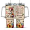 Tumbler 40 Oz With Handle Lid And Straw, Bonus Mom Gifts, Bonus Mom Girl Mental Flowers, Simple Coffee Eleven Floral Modern Straws Royal Mother Be Best Purple To Butterfly