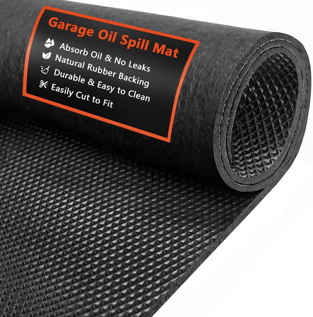 AiBOB Garage Floor Mat, 60 X 40 inches, Oil Spill Mat Under Car, Waterproof Backing Absorbent Pad Protects Floor, Durable, Reusable, Black