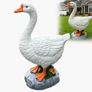 Porch Goose Statue Large White Porch Goose Big Resin Garden Lawn Yard 20 inches High Figurine Duck Decorative Figurine for Patio, Entryway Accent Indoor Outdoor Garden Gift