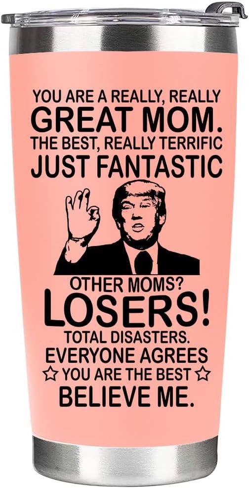 Mothers Day Gifts for Mom from Daughter, Son, Kids - Great Mothers Day Tumbler - Ideas Presents for Mom on Birthday, Xmas - Insulate Stainless Steel Tumbler 20oz, Pink