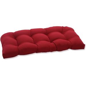 Pillow Perfect Pompeii Solid Indoor/Outdoor Wicker Patio Sofa/Swing Cushion Tufted, Weather and Fade Resistant, 19" x 44", Red