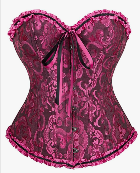 Women's Lace Up Corset Boned Floral Over bust Lingerie Bustier Bodyshaper Size L