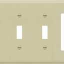 ENERLITES Combination Triple Toggle/Single Decorator Rocker Outlet Wall Plate, Standard Size 4-Gang Light Switch Cover (4.50" x 8.19"), Polycarbonate Thermoplastic, UL Listed881331-I, Ivory