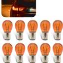 10 PCS Car 1157 P21/5W S25 BAY15D Bulb, Double Tail High and Low Brake Lamp Turn Signal Light Bulb LongerLife Replacement, Universal Halogen Brake Tail Lamp Parking Light (Amber)