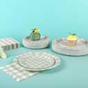 150Pcs Sage Green Gingham Party Supplies Green Gingham Paper Plates and Napkins Green Plaid Plates Disposable Greeny and White Plaid Party Decor for Birthday Family Picnic BBQ Party,Serves 50 Guests