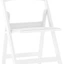 Flash Furniture HERCULES Kids White Resin Folding Chair with White Vinyl Padded Seat (Set of 1)