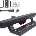 Just-V Hitch Step for Pickup Truck Trailer Tow Hitch Step Textured Black Non-Slip Strong Steel Rear Bumper Step Hitch with Pin Lock U-Bolts 2" Hitch Receiver Stabilize 220LBS Maximum Load