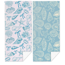 2 Pack Coastal Ocean Starfish Sea Shell Coquette Bow Pattern Beach Towel Microfiber Thin Lightweight Quick Dry Oversized Swim Towels Beach Accessories Necessities for Pool Camping Travel 32x71 inch