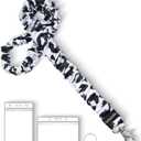 Lanyardio Stretchy Scrunchie Lanyard for ID Badges Keys, Cute Teacher Lanyard for Women with 2 Card Holders 19.22 Inch (Cow)