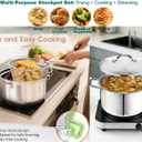 6L/6.4QT Deep Fryer Pot with Basket and Steamer Rack, Stainless Steel Stock Pot for Pasta, Soup, Spaghetti, Chicken, Cookware for Frying, Canning, Boiling, Simmering, Compatible with All Stove