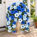 Yastouay Artificial Flowers for Outdoors, 4 Pack Artificial Petunias Fake Flowers, UV Resistant Realistic Hanging Flowers Plants for Outside Porch Patio Garden Spring Summer Decor(Blue White)