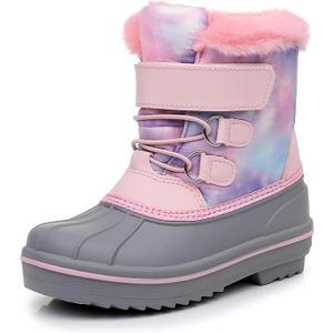 Ahannie Kids Boys Girls Winter Duck Boot, Youth Outdoor Two Tone Fashion Waterproof Rain Boot, 11