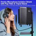 Dmsky Microphone Isolation Shield with Pop Filter & Tripod Stand, Foldable Mic Shield with Triple Sound Insulation, High Density Mic Sound Shield for Recording Studio, Podcasts, Singing, Broadcasting