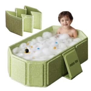Collapsible Bathing Basin 29.517.79.8 in, Foldable Portable Tub with Drain Plug, Compact Storage Basin for Toddlers and Pets, Suitable for Outdoor, Travel or Balcony Use