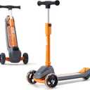Toddler Scooter for Kids Ages 2+, 3 Wheel Kick Scooter with LED Light-Up Wheels, Adjustable Height Handlebar, Lean-to-Steer, Anti-Slip Deck, Easy-Fold Design, Gift for Boys and Girls (Pumpkin Orange)
