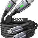 INIU USB C to USB C Cable, 240W Fast Charging [6.6ft, 2-Pack] Type C Charger Cord, Braided USBC Phone Charger Cable for iPhone 17 16 15 Pro Max Samsung S25 S24 Laptops MacBook iPad Air Switch etc.
