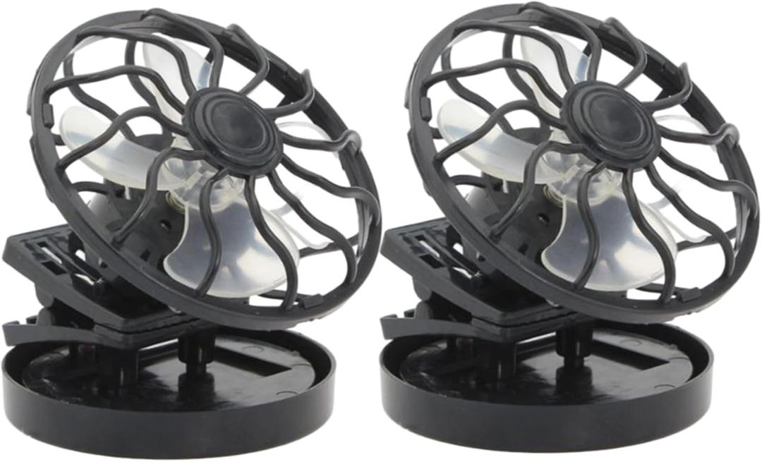 Pack of 2 Solar Powered Hat Fan Portable Cooling Clip on Solar Fan for Summer Traveling Fishing Climbing Outdoor