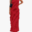 BTFBM Women Summer Elegant Strapless Midi Ruched Bodycon Dress Solid Color Stretch Mesh Slim Party Cocktail Dresses S