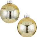 Large Christmas Ball Ornaments, Oversized Shatterproof Plastic Decorative Hanging Mercury Ornaments Ball for Xmas Holiday Party Decorations (Gold, 6.0")