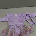 Baby Girl Romper Dress Lace Flowers Baby Dress Romper Infant Fall Winter Festival Clothes with Bow Headband (3-6 Months, Purple)