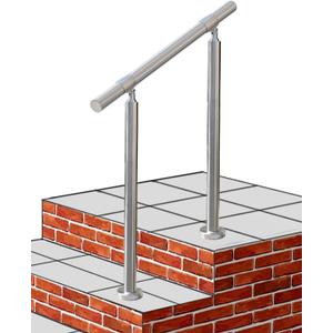 Outdoor 2 Step Handrail, DIY 304 Stainless Steel Transitional Hand Rails with Installation Kit,Silver Porch Stair Railing for Concrete Brick or Wooden Steps, 26x36 in