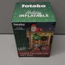 8FT Hanging Christmas Inflatable Outdoor Decoration Climbing Santa Pulling Gift Box Bag Funny Christmas Blow Up Yard Decorations with Built-in LEDs for Roof Balcony Window Tree Xmas Decor