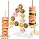 5 Pcs Donut Stand Set, Doughnut Party Supplies Include 1 Pc Digit Donut Wall Display Stand, 4 Pcs Doughnut Wall, for Birthday Wedding Party (White number 4)