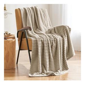 MIULEE Linen Throw Blanket 3D Ribbed Jacquard Fleece Flannel Velvet Plush Decorative Bed Blanket, Super Soft, Lightweight, Warm and Cozy for Couch Sofa
