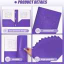 Yeaqee 150 Pack Plastic Folders with Prongs Heavy Duty Plastic 2 Pocket Folder with 3 Prongs, Business Card Slot for Back to School Office Home 11.6 x 9.5 Inch (Purple)