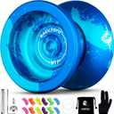 MAGICYOYO N11 Pro Metal Unresponsive Yoyo - Dual Purpose Trick Yo-Yo for Adults & Pros, Advanced Yoyo Ball with String Kit (Blue Splash)