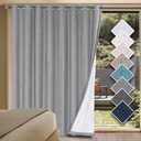 H.VERSAILTEX Linen Blackout Curtains Durable Thick Textured Linen Look 100% Blackout Patio Door Curtain Anti Rust Grommet Extra Wide Sliding Door Curtain Panel, W100 x L84 inch - Dove Gray